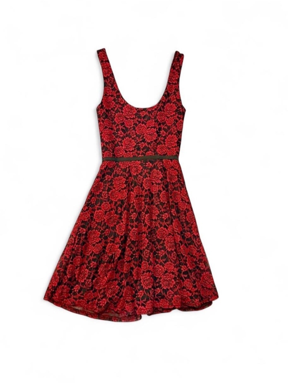 Love Ady Red & Black Damask A-Line Babydoll Dress Sz XS NWT Retail $88